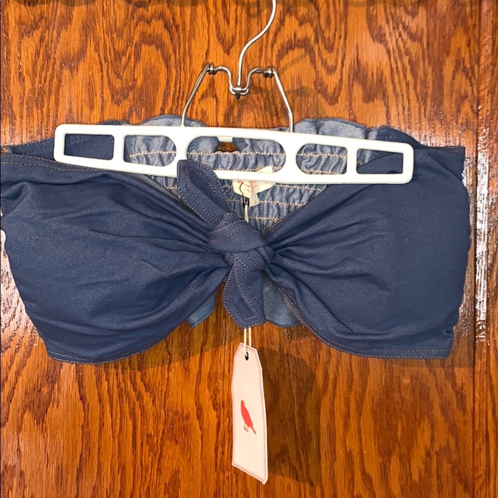 Retro denim bikini top